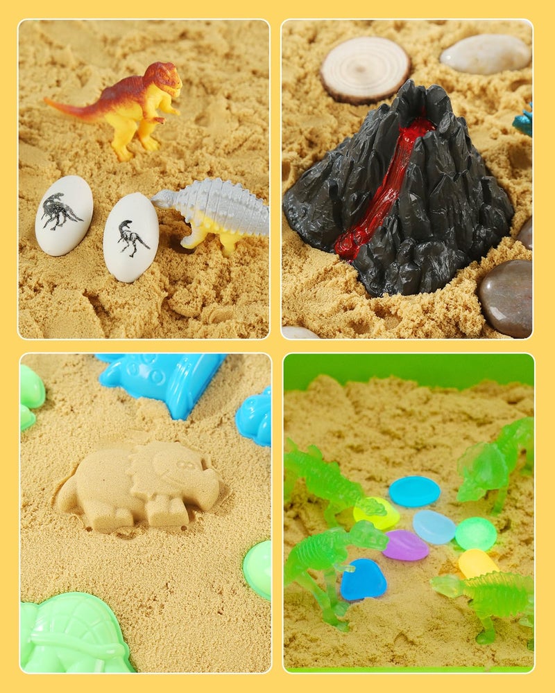 sikmcle Dinosaur Sensory Bin Toy for Toddlers and Play Sand Set for Kids Include Glow in The Dark Dinosaur Ages 3-6+ - Image 2
